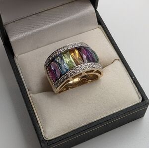 Levian 14k Yellow Gold Gemstone Diamond Sz 6 Ring